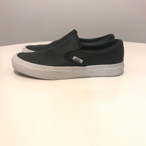 Vans black perforated leather slip-on sneakers